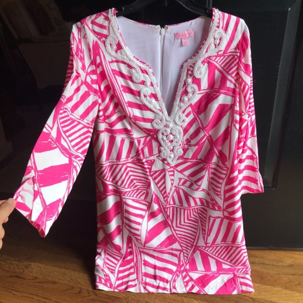 Lilly Pulitzer Beaded Embroidered Dress Co…